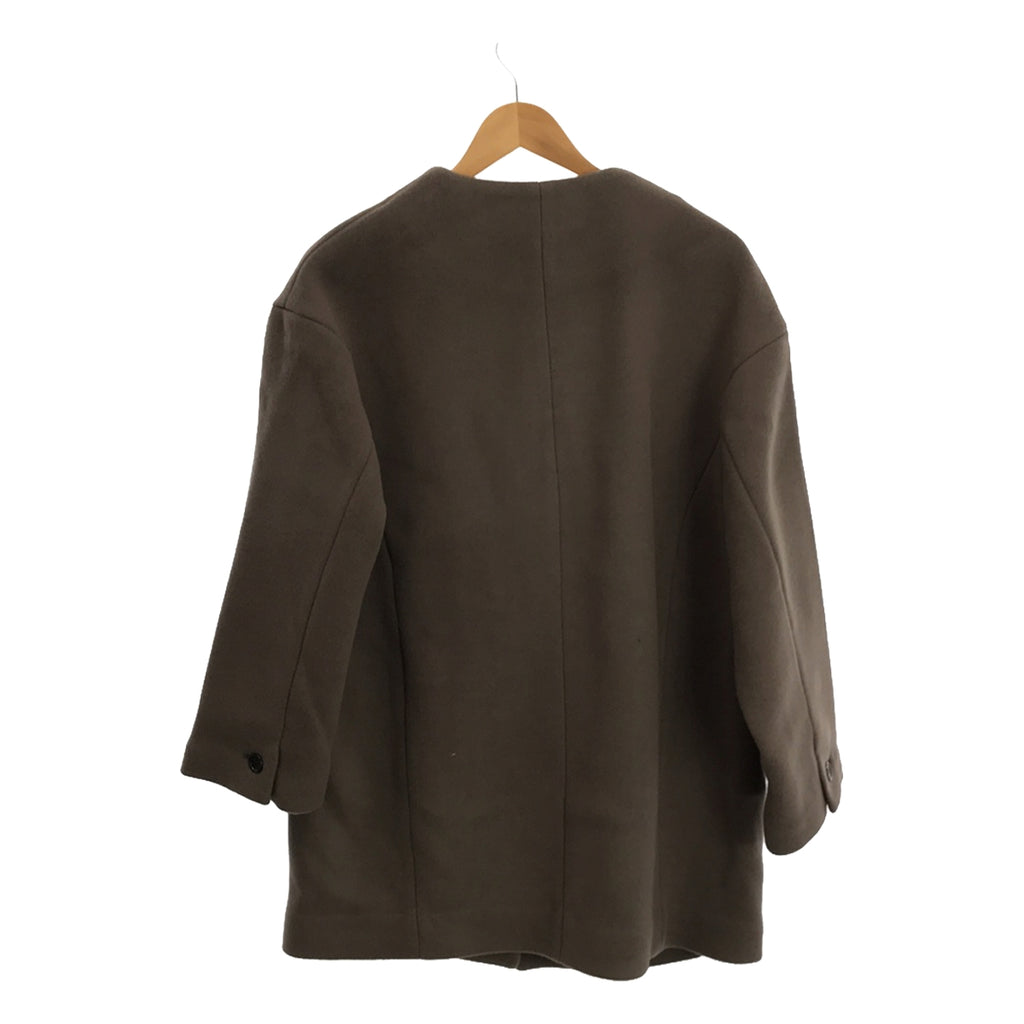 SLOBE IENA / スローブイエナ | 2023AW | ウールダブルモッサ ノーカラーショートコート | 38 | ブラウン | レディース