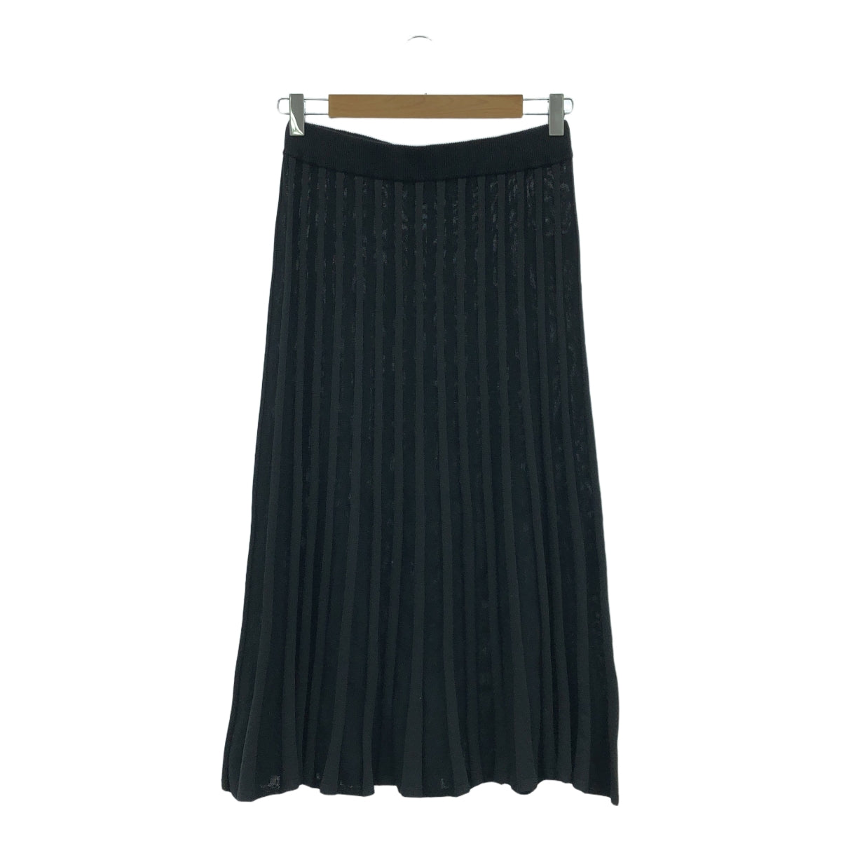 【美品】  ZUCCa / ズッカ | ニット ストライプ プリーツ スカート | M | ブラック | レディース