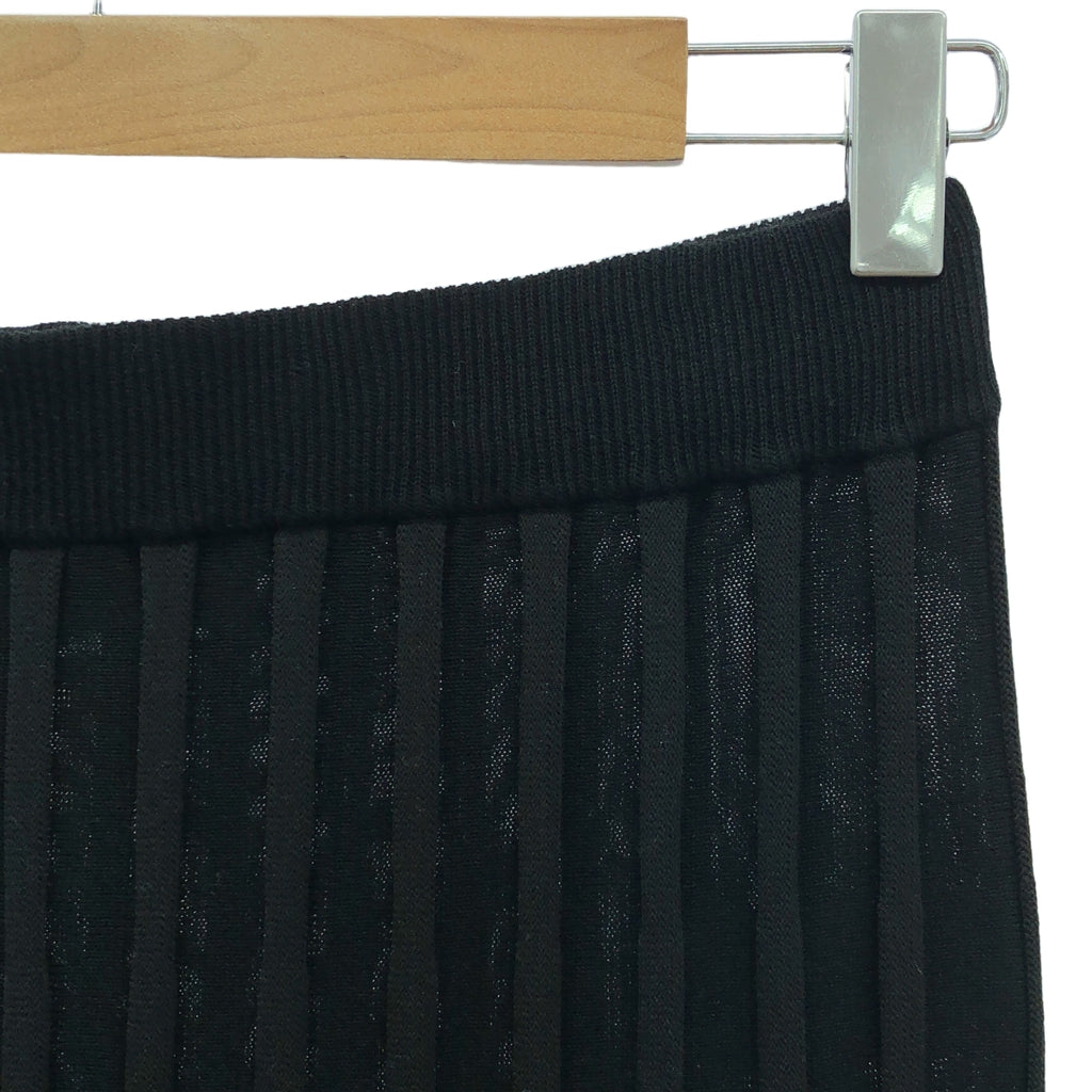 【美品】  ZUCCa / ズッカ | ニット ストライプ プリーツ スカート | M | ブラック | レディース