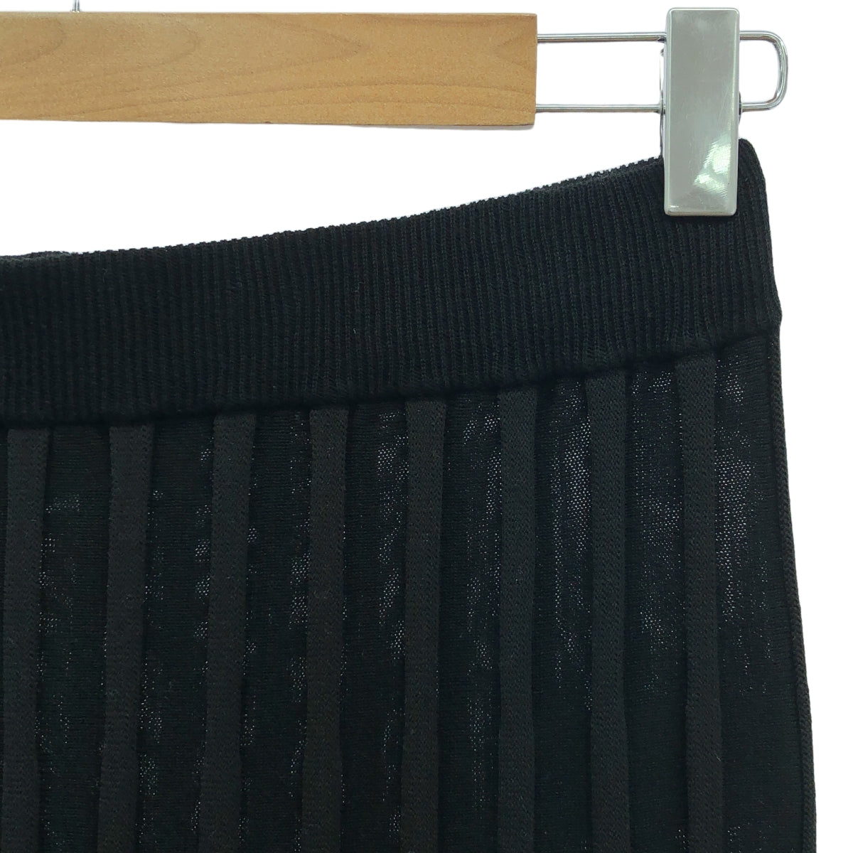 【美品】  ZUCCa / ズッカ | ニット ストライプ プリーツ スカート | M | ブラック | レディース