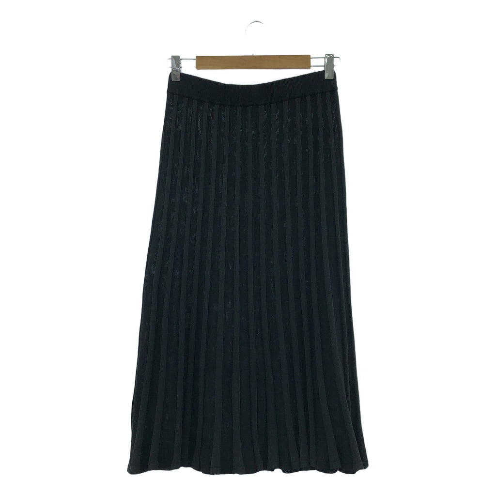 【美品】  ZUCCa / ズッカ | ニット ストライプ プリーツ スカート | M | ブラック | レディース