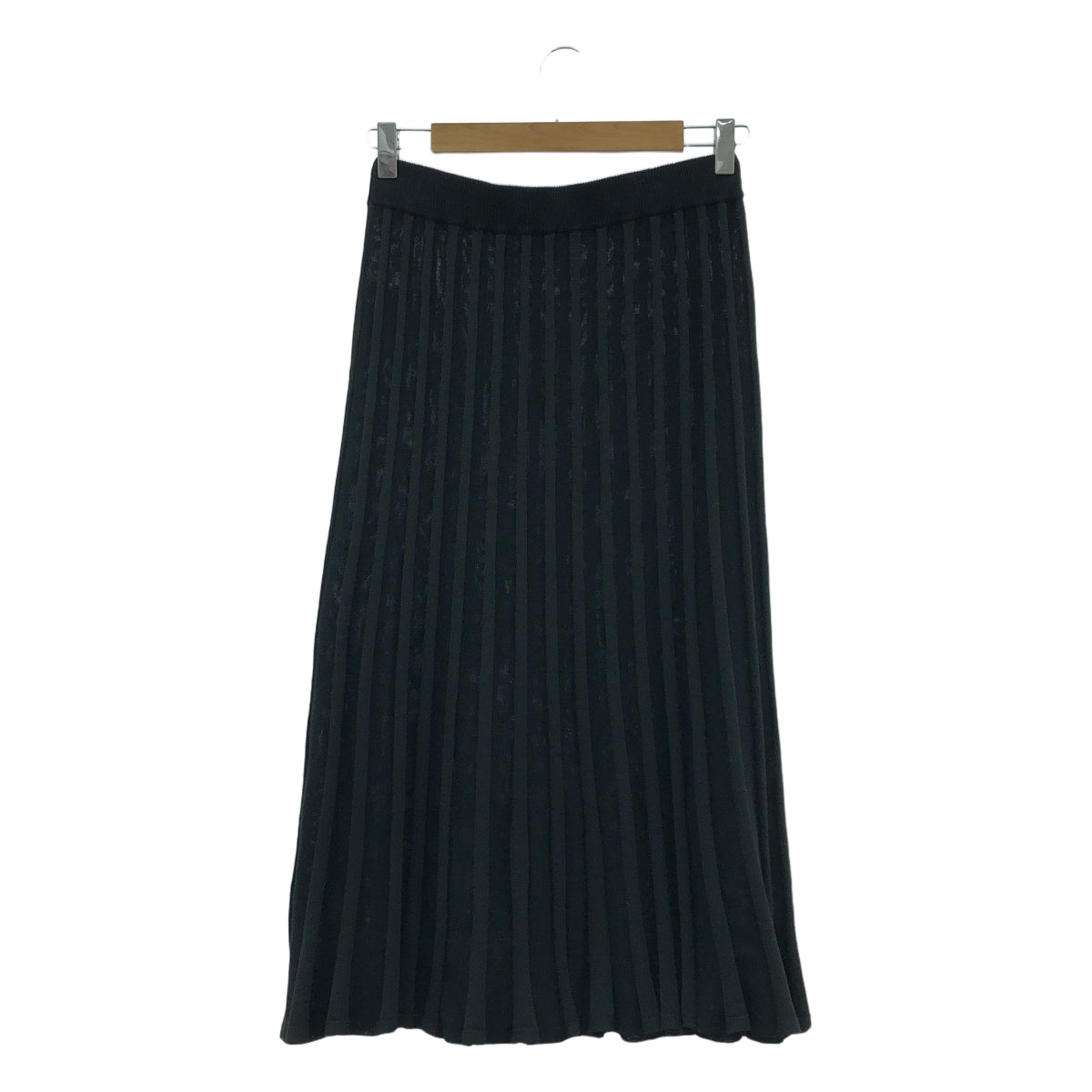 【美品】  ZUCCa / ズッカ | ニット ストライプ プリーツ スカート | M | ブラック | レディース