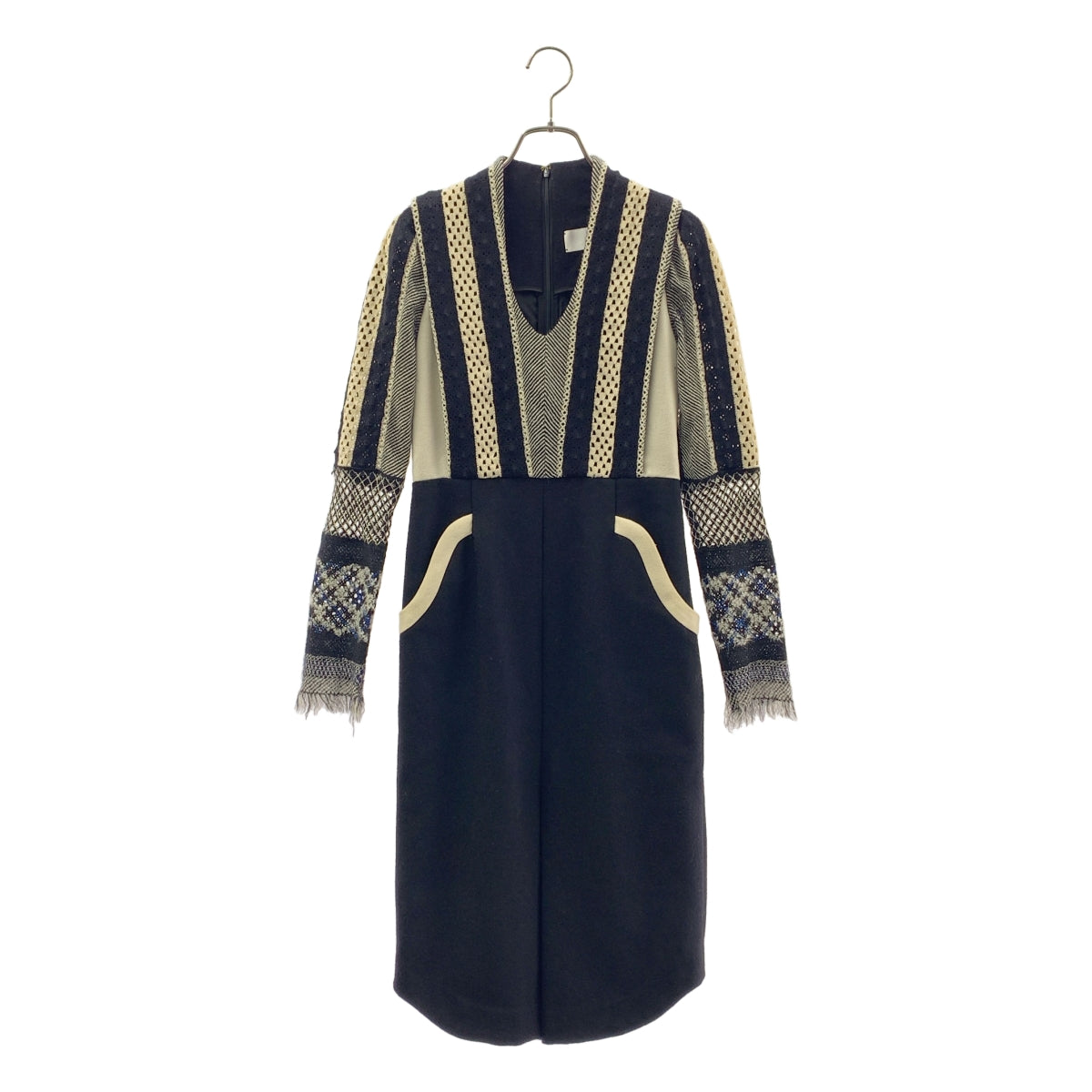 Mame Kurogouchi / マメクロゴウチ | フリンジスリーブ ニット ドレス ワンピース / 裏地付き | 1 | レディース