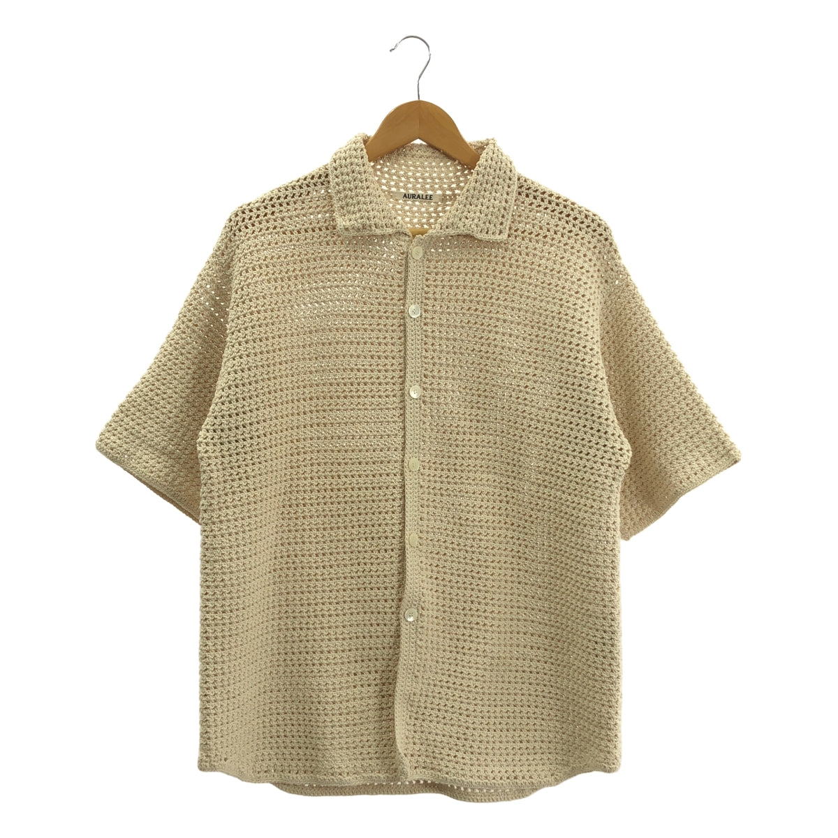 AURALEE / オーラリー | 2024SS | HAND CROCHET KNIT HALF SLEEVED SHIRT ハンド クロシェ ニットシャツ | 4 | メンズ