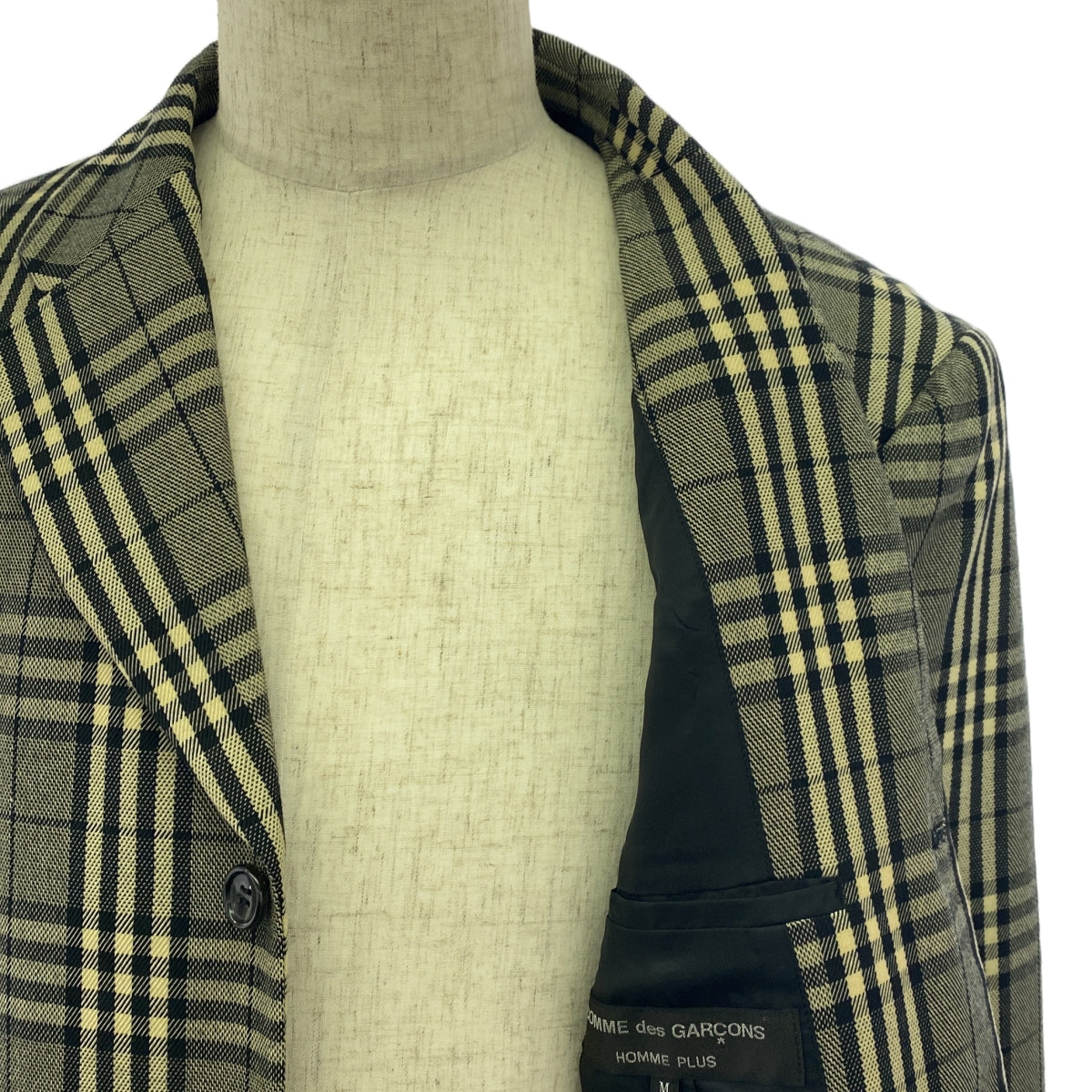 COMME des GARCONS HOMME PLUS | 2020秋冬 |聚酯單切斯特菲爾德大衣/全襯裡 | M |灰色/黑色 |男士