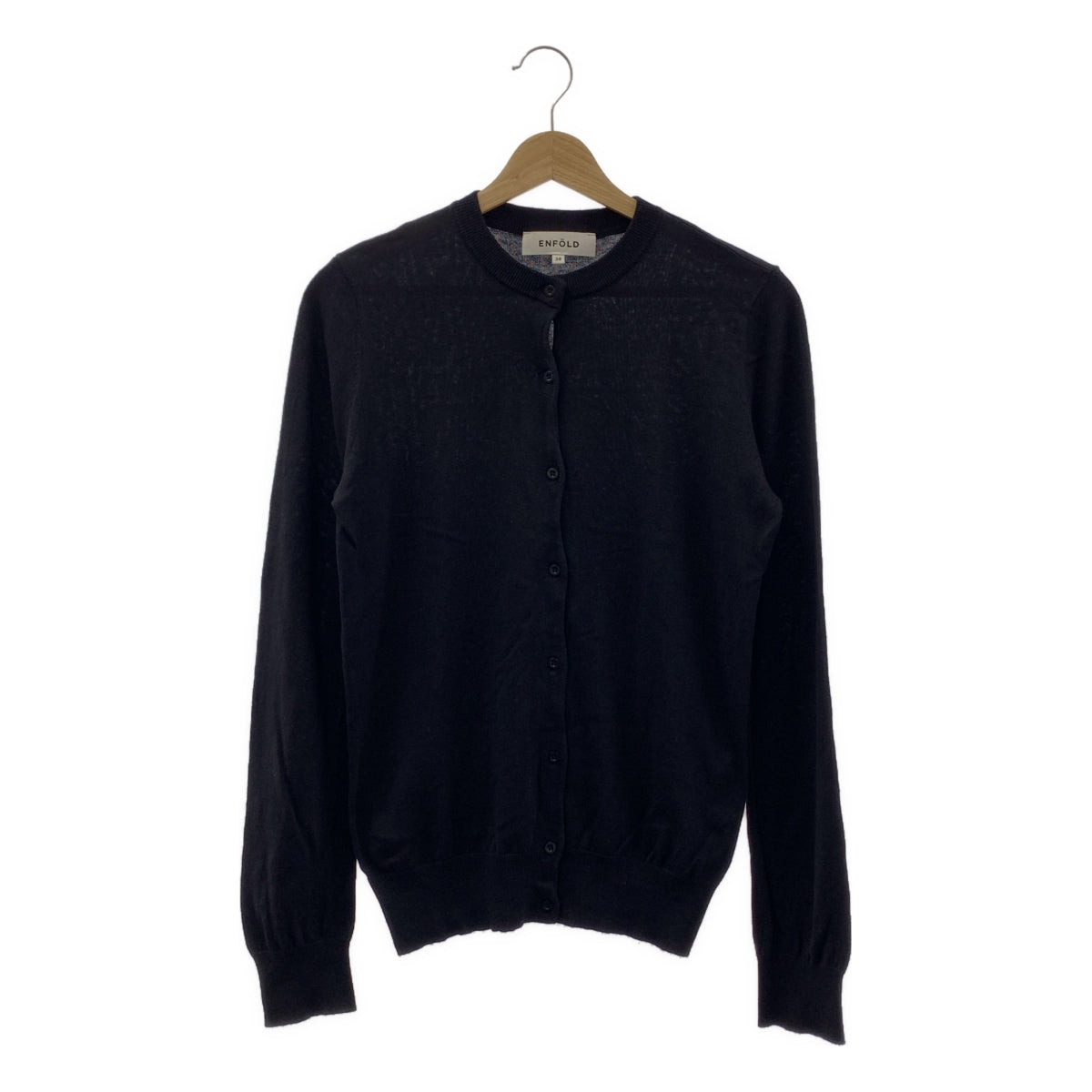 ENFOLD | 絲棉高針距圓領針織開襟衫 | 38碼 | 黑色 | 女款