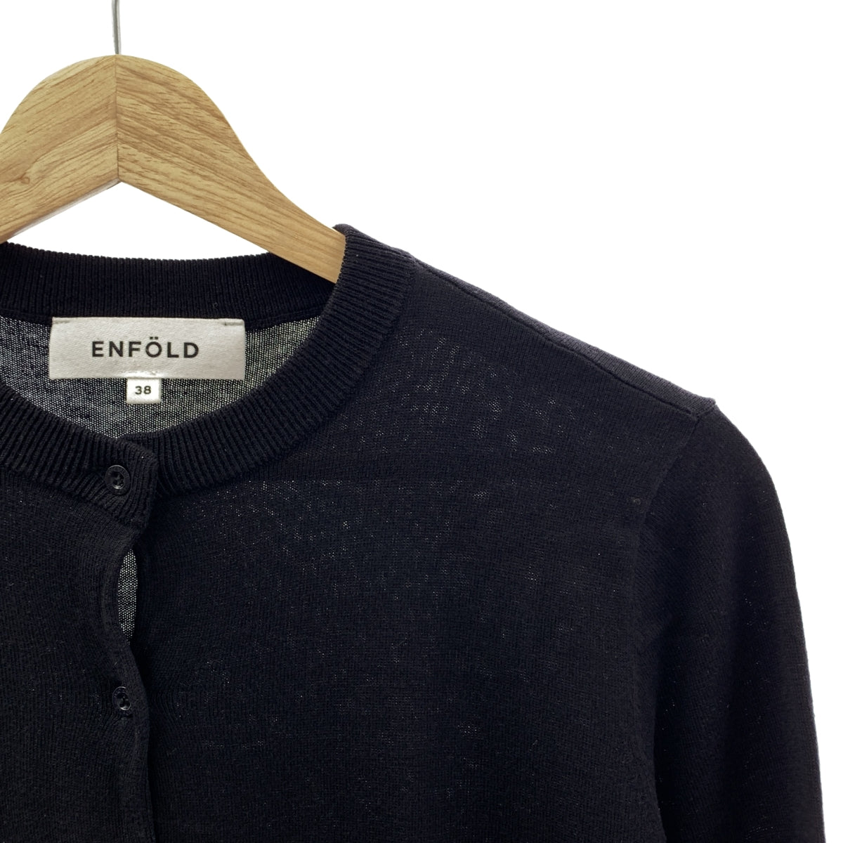 ENFOLD | 絲棉高針距圓領針織開襟衫 | 38碼 | 黑色 | 女款
