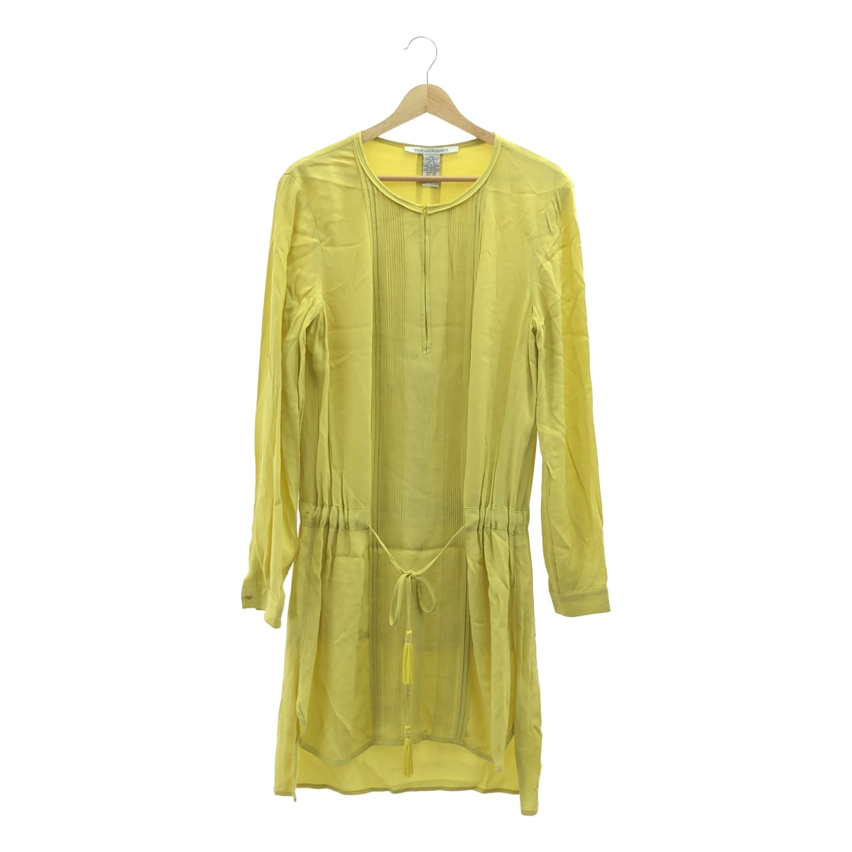 DIANE VON FURSTENBERG / ダイアンフォンファステンバーグ | SLICED DRESS / レーヨン シフォン プリーツ ワンピース | 8 | イエロー | レディース