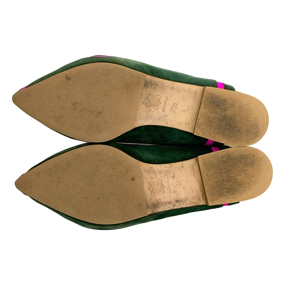 NEBULONI E / 네브로니 | 스웨이드 가죽 바이 컬러 스트랩 포인티드 투 플랫 슈즈 | 38 | 여성