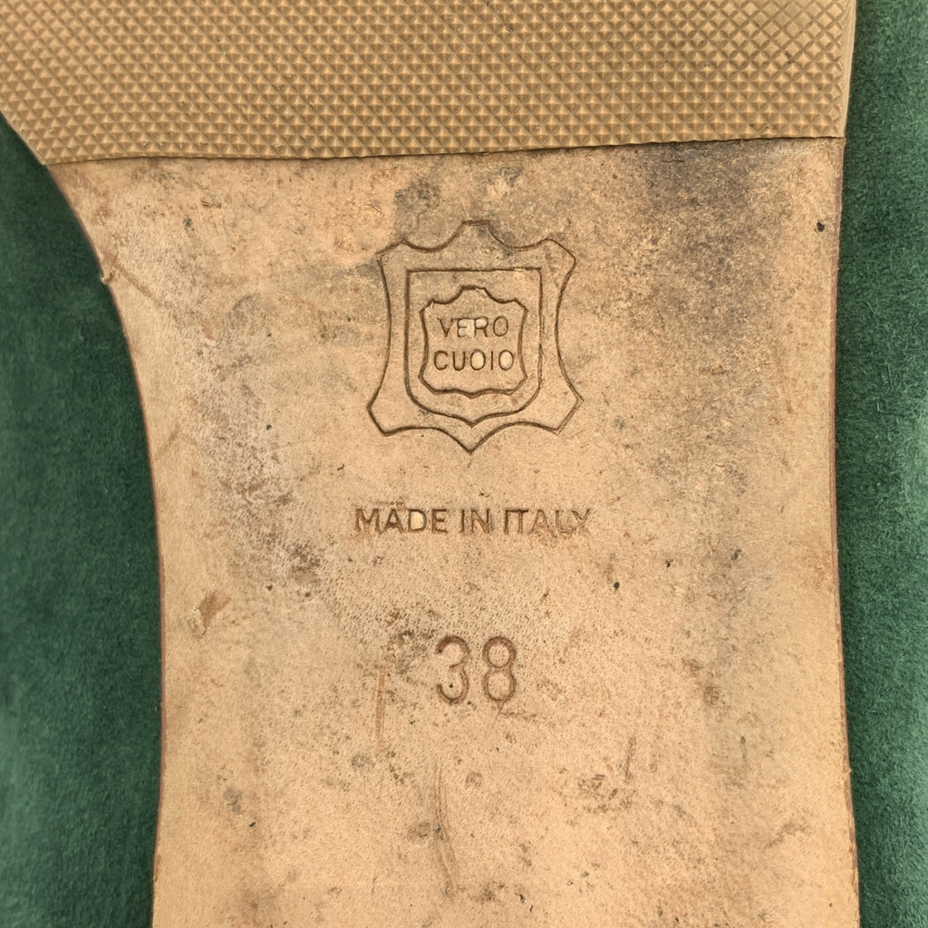 NEBULONI E / 네브로니 | 스웨이드 가죽 바이 컬러 스트랩 포인티드 투 플랫 슈즈 | 38 | 여성