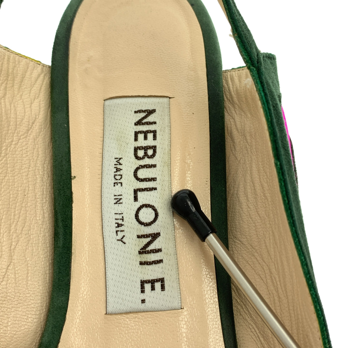 NEBULONI E / 네브로니 | 스웨이드 가죽 바이 컬러 스트랩 포인티드 투 플랫 슈즈 | 38 | 여성