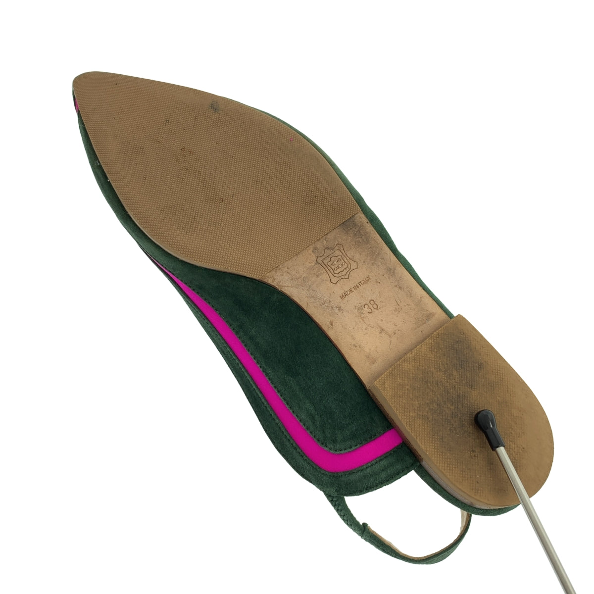 NEBULONI E / 네브로니 | 스웨이드 가죽 바이 컬러 스트랩 포인티드 투 플랫 슈즈 | 38 | 여성