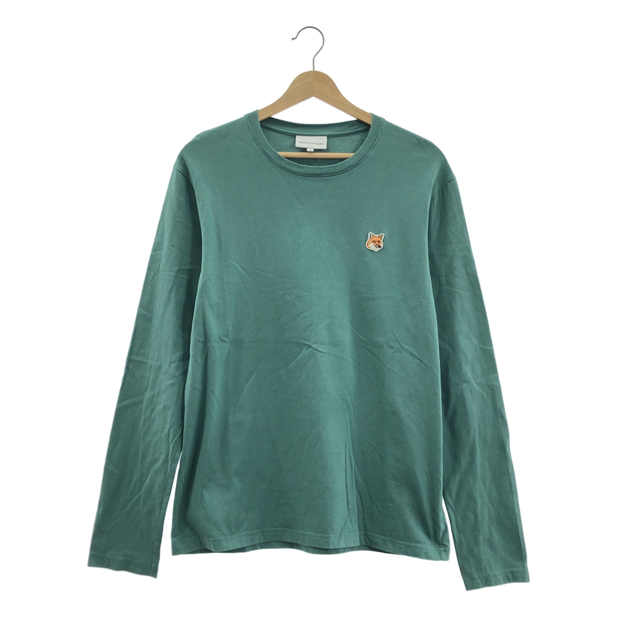 MAISON KITSUNE / メゾンキツネ | ワンポイント ワッペン クルーネック Tシャツ カットソー | S | グリーン | レディース