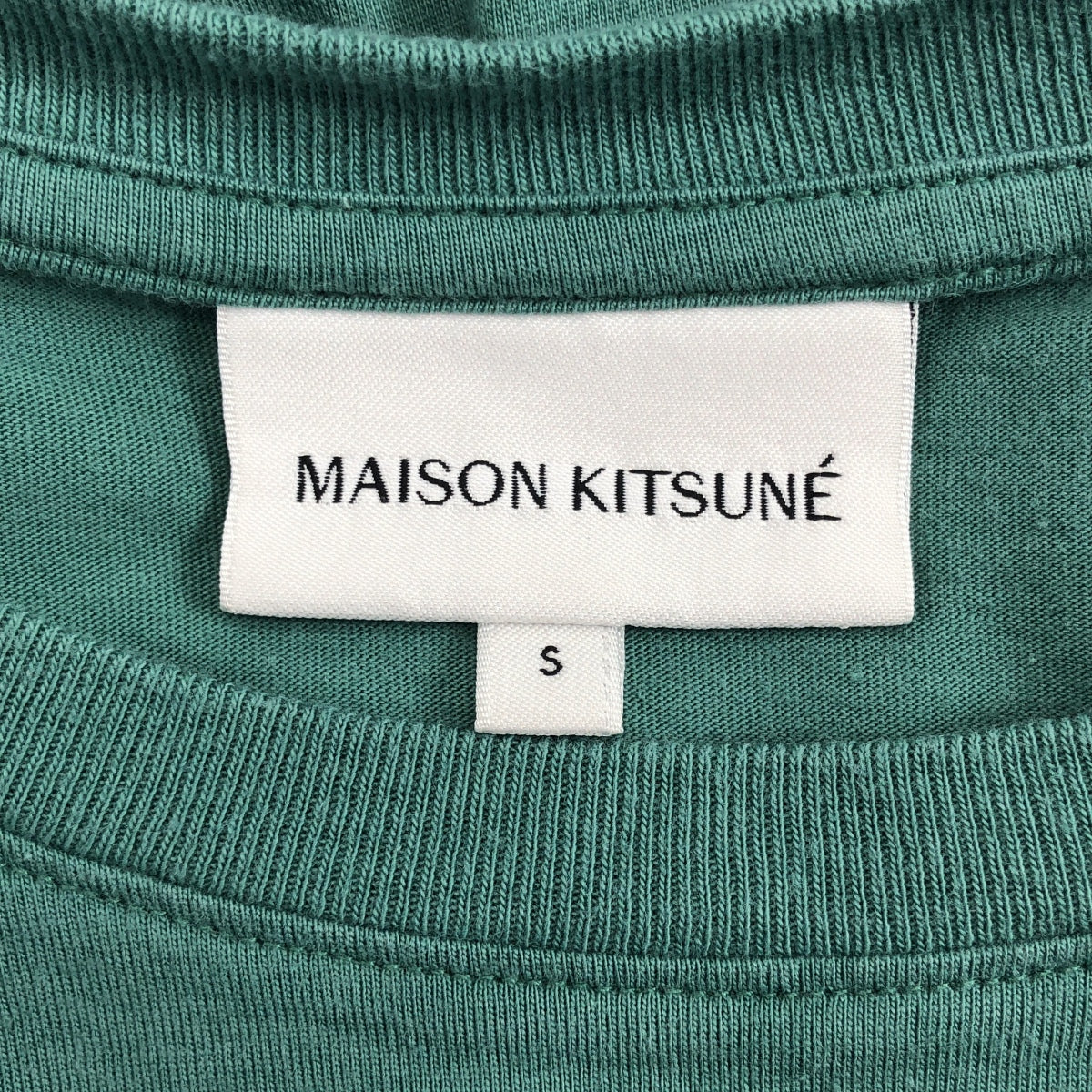 MAISON KITSUNE / メゾンキツネ | ワンポイント ワッペン クルーネック Tシャツ カットソー | S | グリーン | レディース