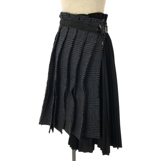 sacai / サカイ | Pleat Wrap Skirt-Tweed  / 異素材 ツイード プリーツ スカート / ペチコート付き | 0 | レディース