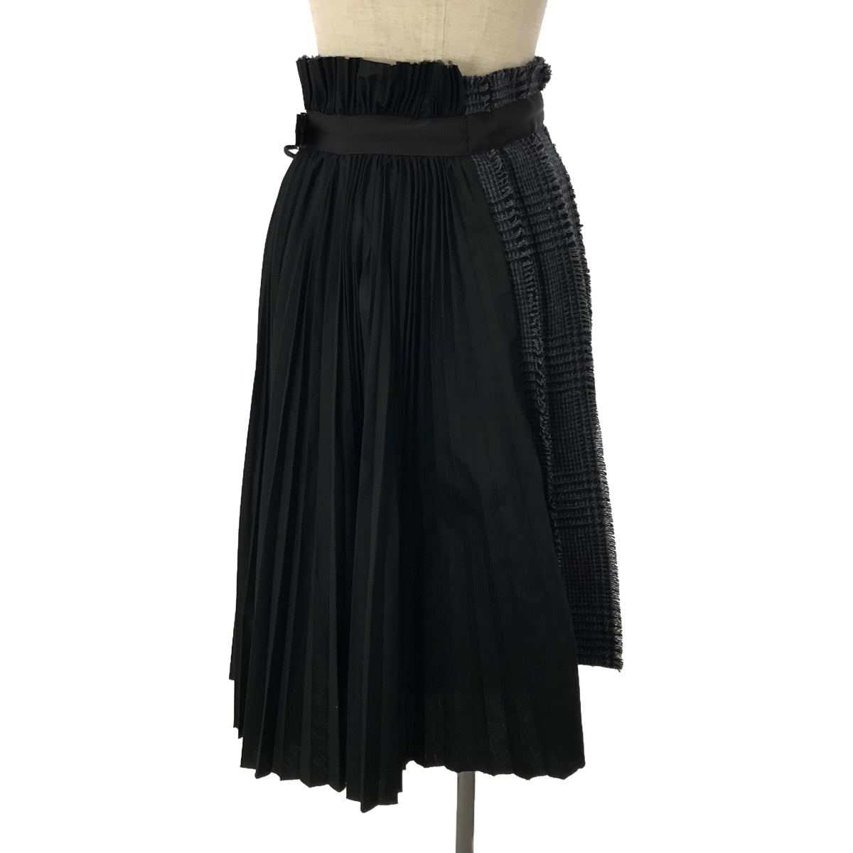 sacai / サカイ | Pleat Wrap Skirt-Tweed / 異素材 ツイード