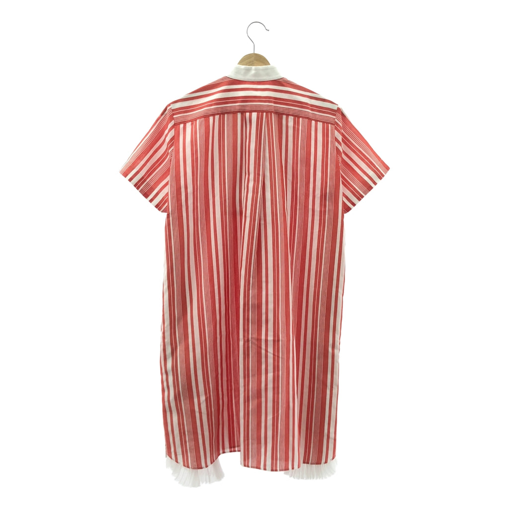 sacai / サカイ | サイドジップ ストライプ シャツワンピース | 1 | レッド/ホワイト | レディース