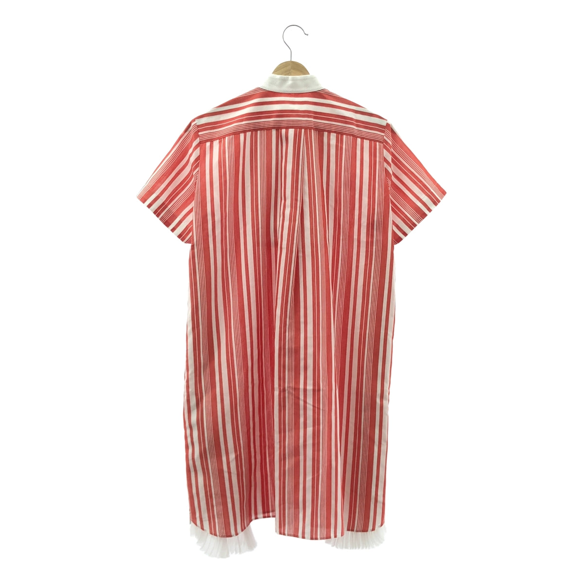 sacai | 側邊拉鍊條紋襯衫裙 | 尺寸 1 | 紅/白 | 女款