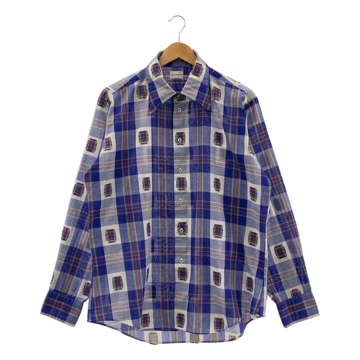 VINTAGE / ヴィンテージ古着 | SAKS FIFTH AVENUE サックスフィフスアベニュー / パッチ チェックシャツ | L | ブルー | メンズ