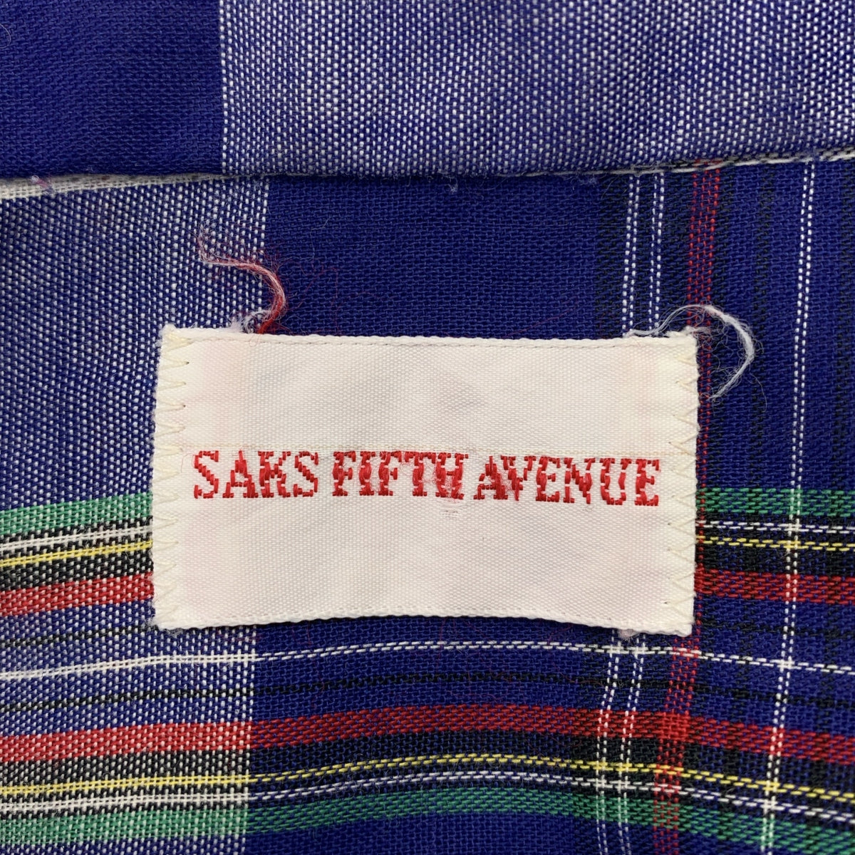 VINTAGE / 빈티지 헌 옷 | SAKS FIFTH AVENUE 삭스 피프스 애비뉴 / 패치 체크 셔츠 | L | 남성