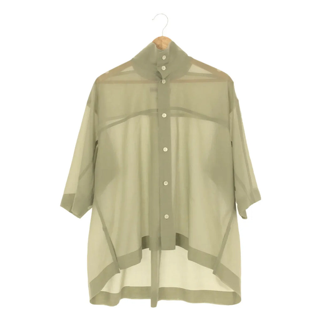 [狀況良好] 三宅一生 | 2023SS |透明羊毛高領超大短袖襯衫 | 2 |淺綠色 |女性的