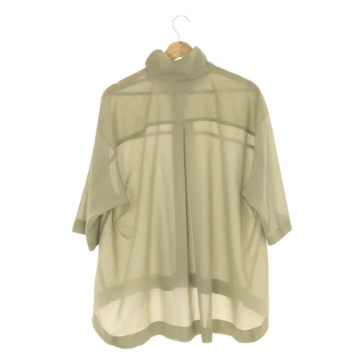 [狀況良好] 三宅一生 | 2023SS |透明羊毛高領超大短袖襯衫 | 2 |淺綠色 |女性的
