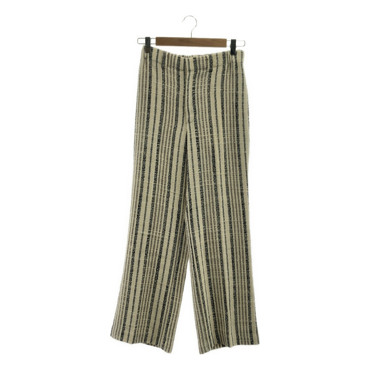 【美品】  CURRENTAGE / カレンテージ | TWEEDY センタープレス パンツ | 1 | オフホワイト/ブラック | レディース