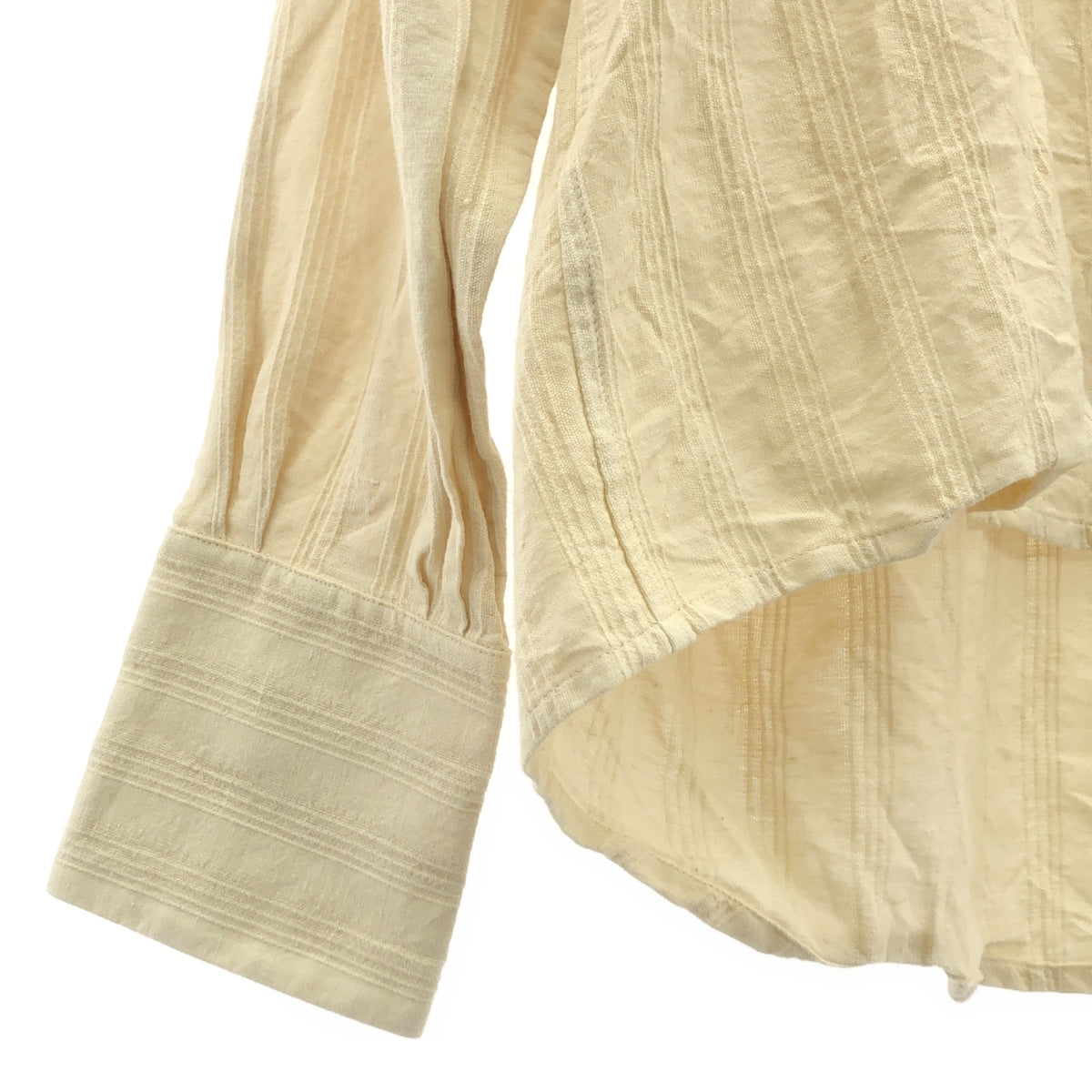 [新] 約翰·亞歷山大·斯凱爾頓 | CXIS15 提花棉質無領襯衫 | L |自然 |男士