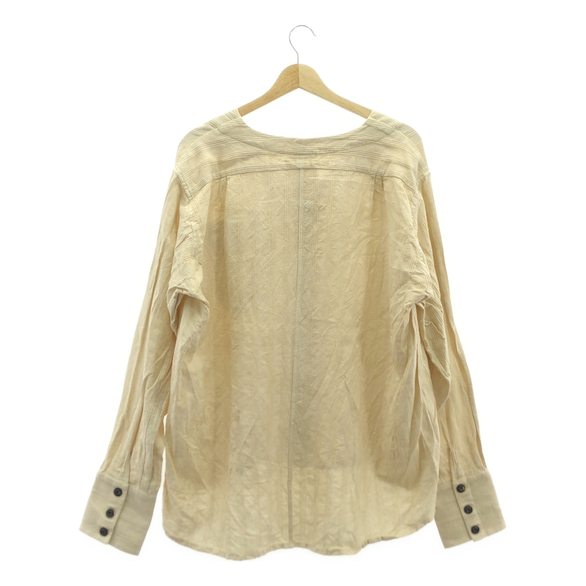 [新] 約翰·亞歷山大·斯凱爾頓 | CXIS15 提花棉質無領襯衫 | L |自然 |男士