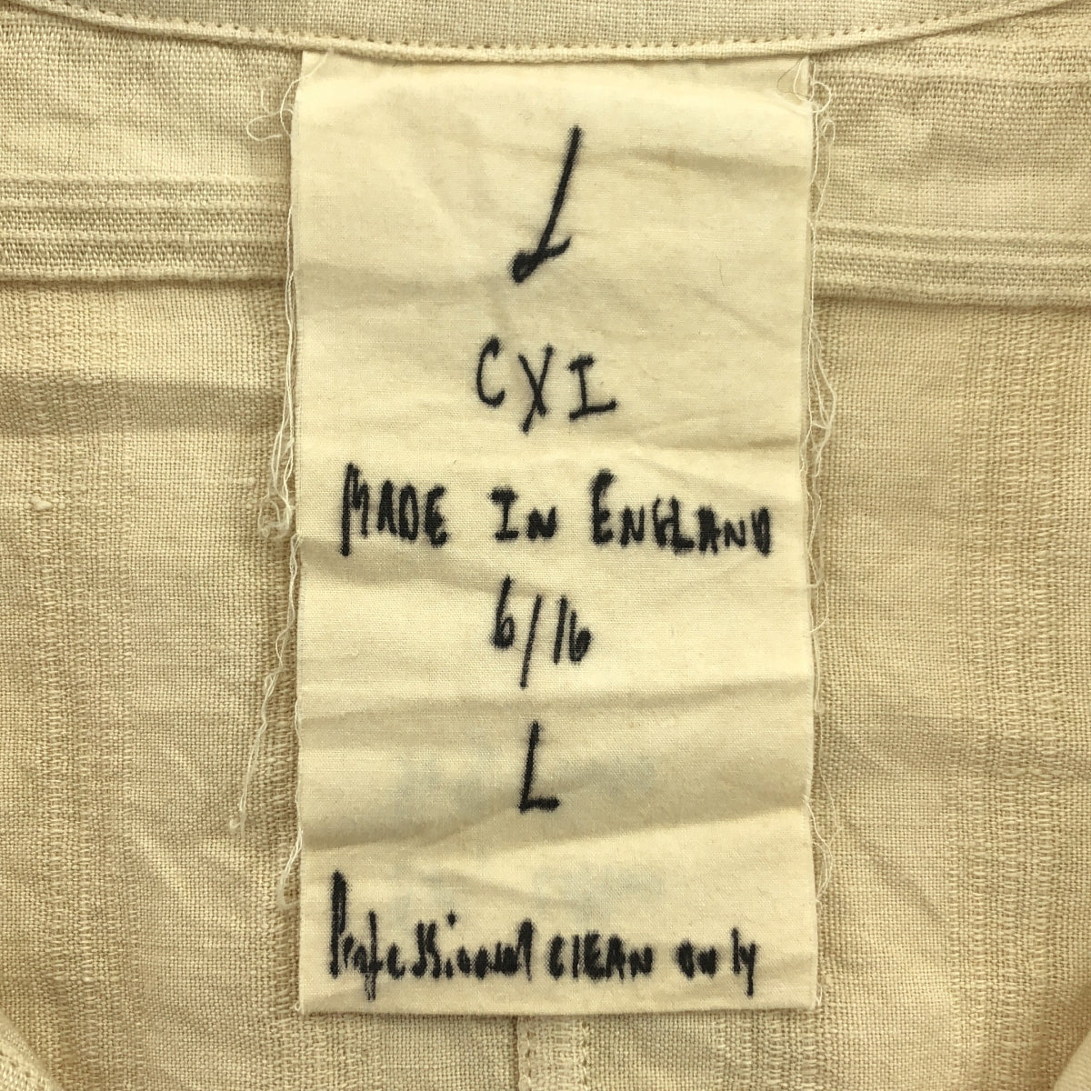 [新] 約翰·亞歷山大·斯凱爾頓 | CXIS15 提花棉質無領襯衫 | L |自然 |男士