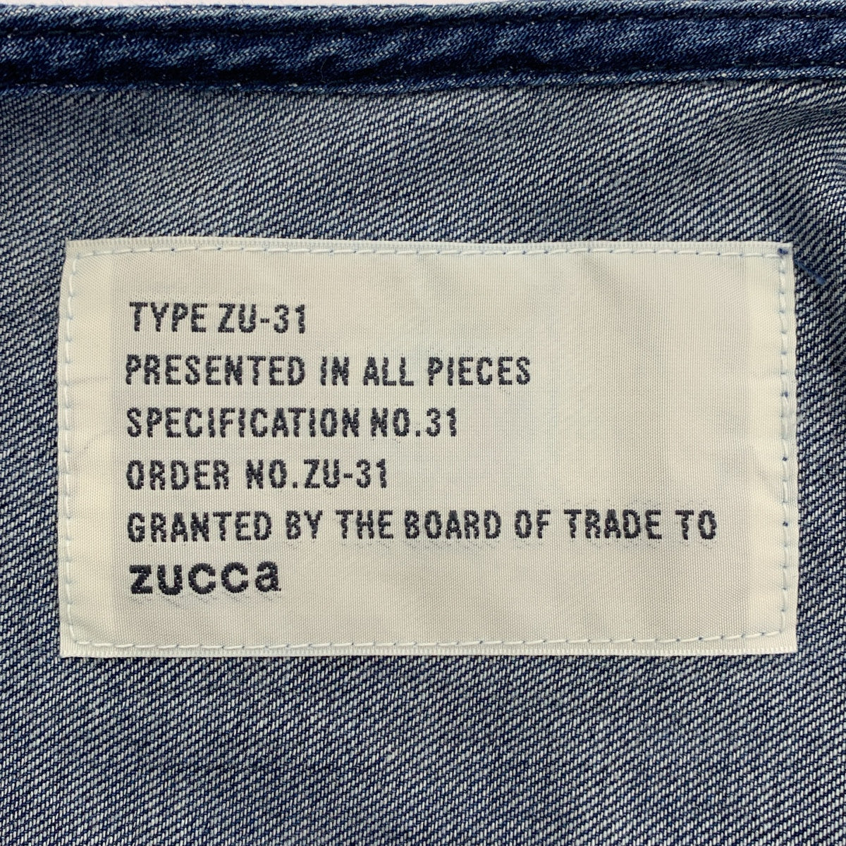 ZUCCa / 주카 | TYPE ZU-31 노 컬러 데님 재킷 | M | 남성