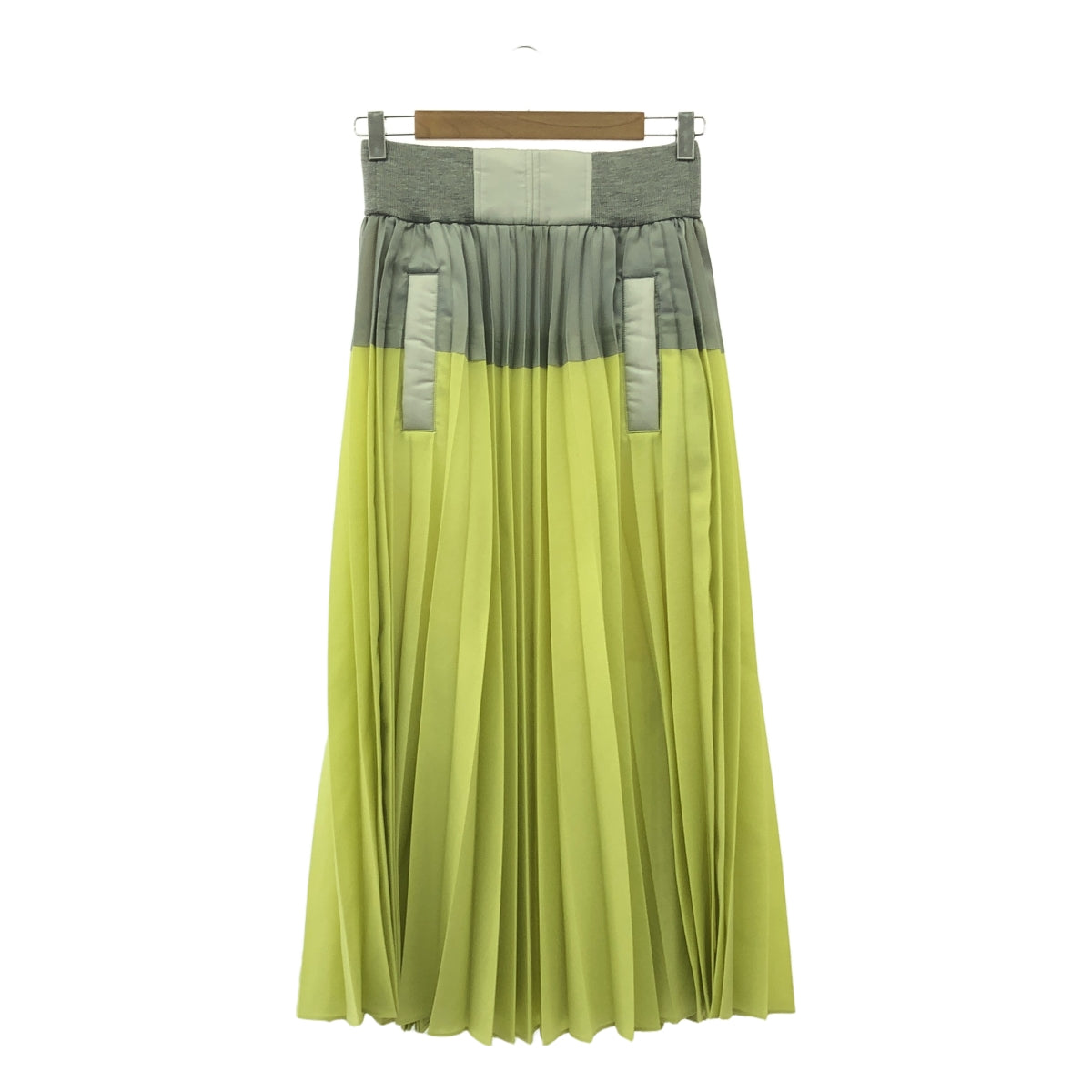 【미품】 sacai / 사카이 | 2023SS | Suiting Skirt 주름 전환 롱 스커트 | 1 | 그레이 / 옐로우 | 여성