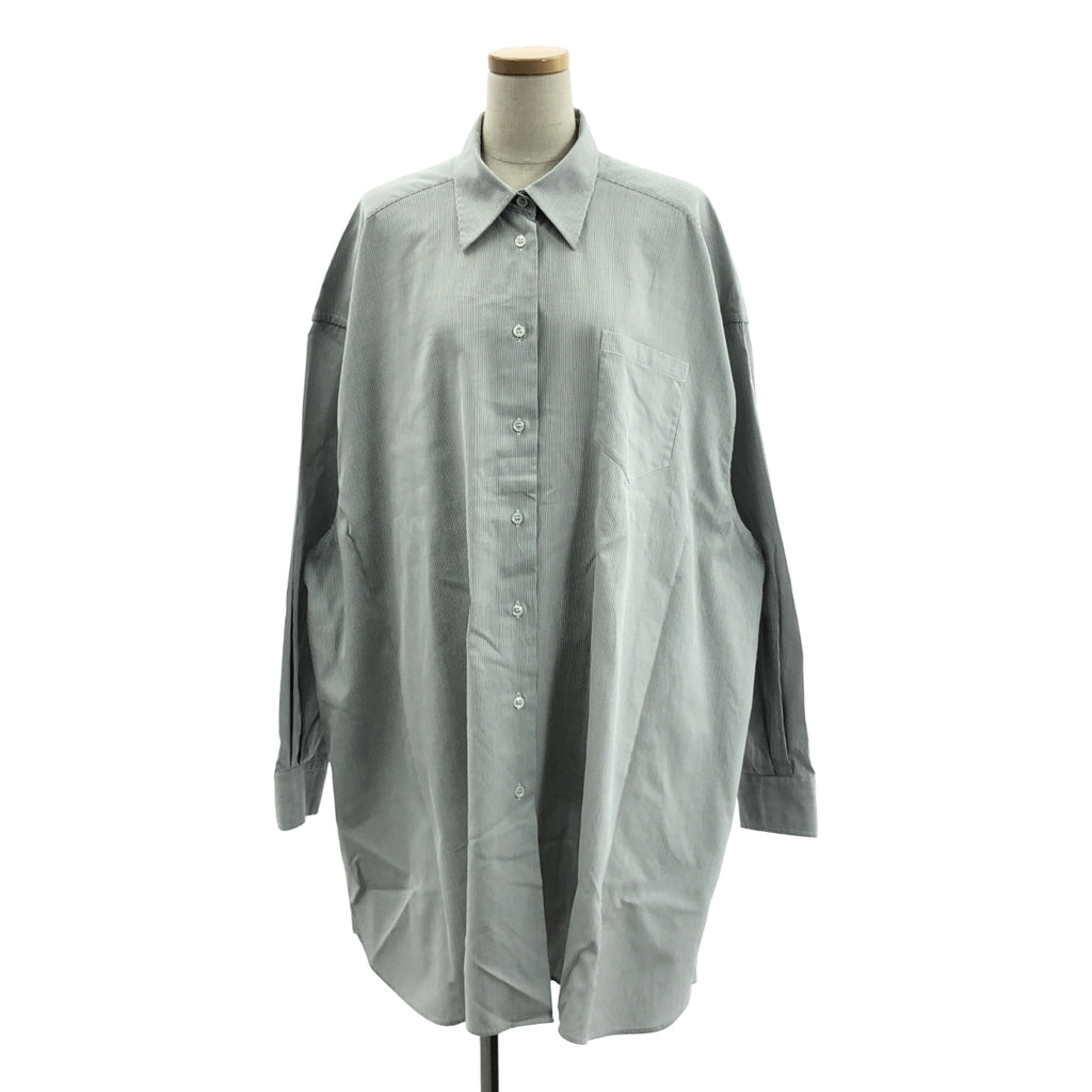 【美品】  Maison Margiela / メゾンマルジェラ | 2021AW | コットン ポプリン ストライプ オーバーサイズ シャツ ドレス ワンピース | XXS | グレー/ホワイト | レディース