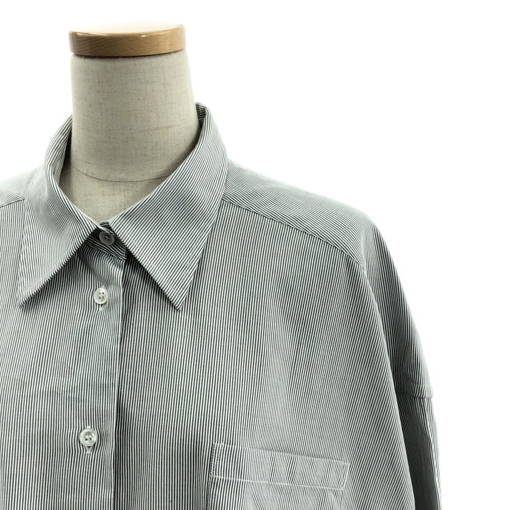【美品】  Maison Margiela / メゾンマルジェラ | 2021AW | コットン ポプリン ストライプ オーバーサイズ シャツ ドレス ワンピース | XXS | グレー/ホワイト | レディース