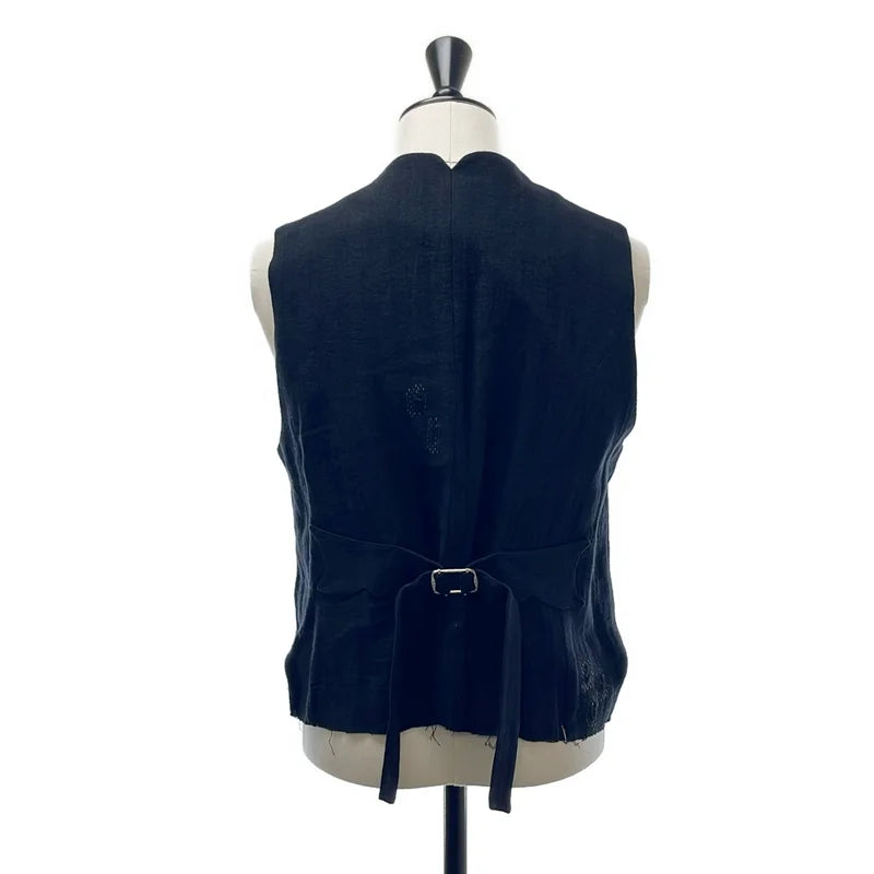 Professor.E / プロフェッサーイー | 2025 | メタルボタン ステッチワーク カットオフ ジレ ベスト / 総柄裏地 | 48 | メンズ