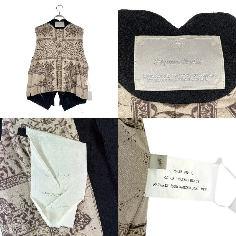 Professor.E / プロフェッサーイー | 2025 | メタルボタン ステッチワーク カットオフ ジレ ベスト / 総柄裏地 | 48 | メンズ