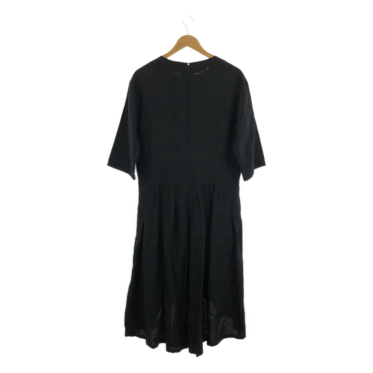 kaiki / Kaiki | Linen Tuck Gathered Dress | F | Navy | Women's