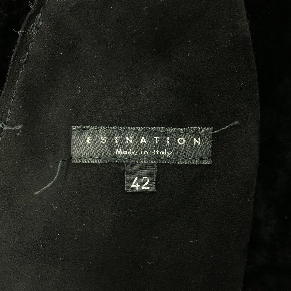 ESTNATION / エストネーション | 羊革 ムートン レザー ロングコート ファーフーディ | 42 | ブラック | レディース