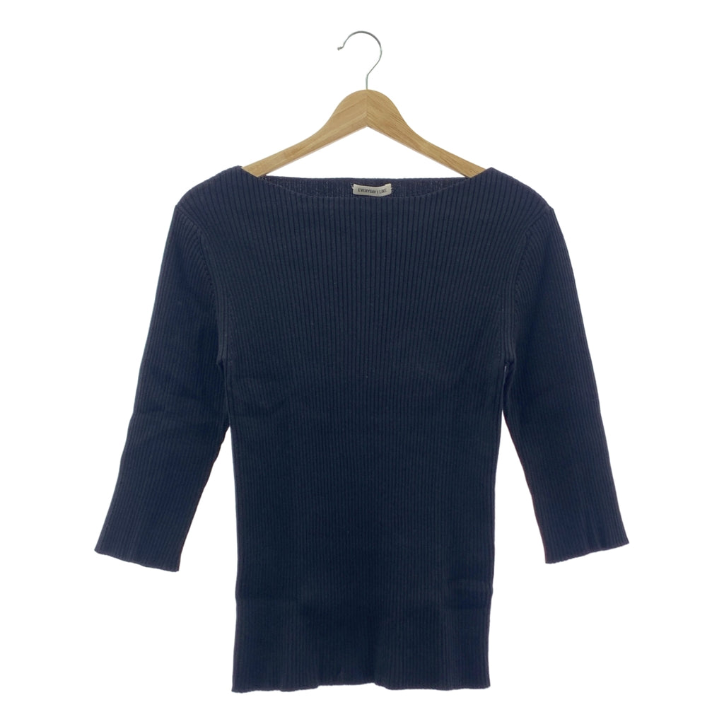Deuxieme Classe | 2020SS | EVERYDAY I LIKE EVERYDAY KNIT 羅紋七分袖針織衫 | 黑色 | 女款