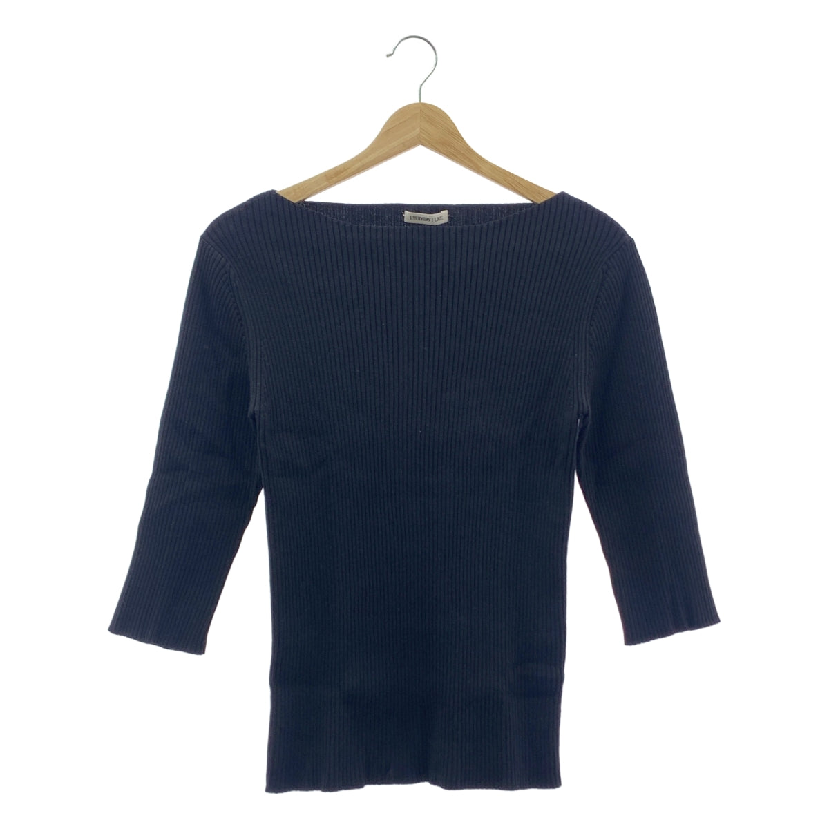 Deuxieme Classe / 두지엠 클래스 | 2020SS | EVERYDAY I LIKE EVERYDAY KNIT 리브 7분 소매 니트 | 블랙 | 여성