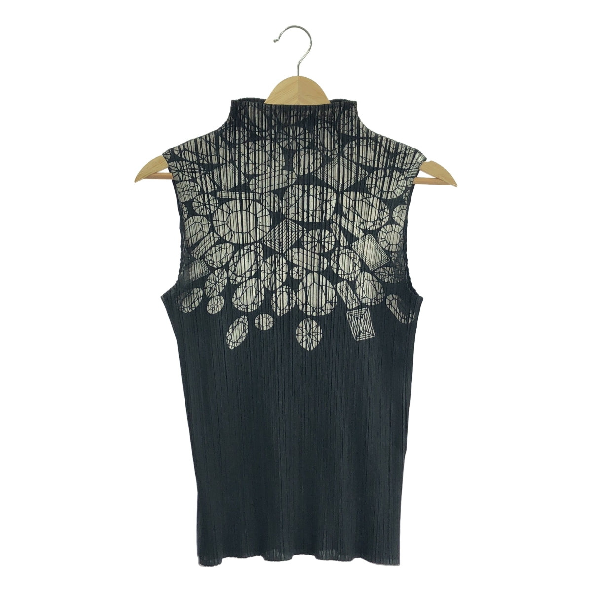PLEATS PLEASE ISSEY MIYAKE / プリーツプリーズイッセイミヤケ | 総柄 ハイネック ノースリーブ プルオーバー | 4 | レディース