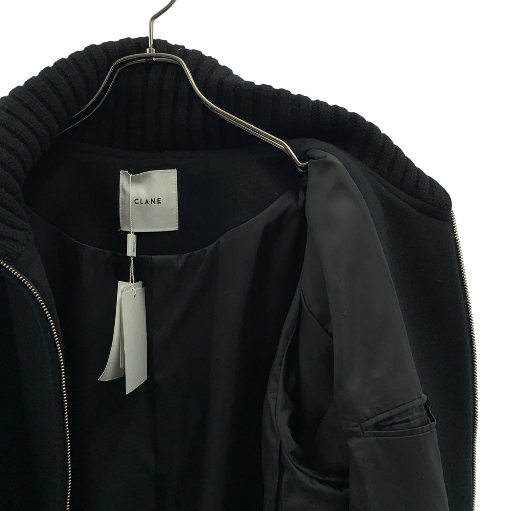 CLANE / クラネ | RIB COLLAR WOOL LONG COAT / エリリブニットシングルコート / 総裏地 | 1 | レディース
