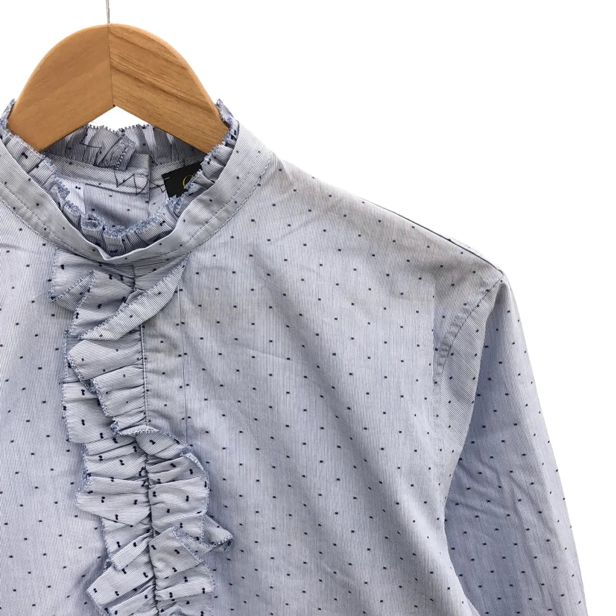 Drawer / ドゥロワー | 2020AW | コットンジャカードスタンドフリルシャツ | 36 | ライトブルー | レディース