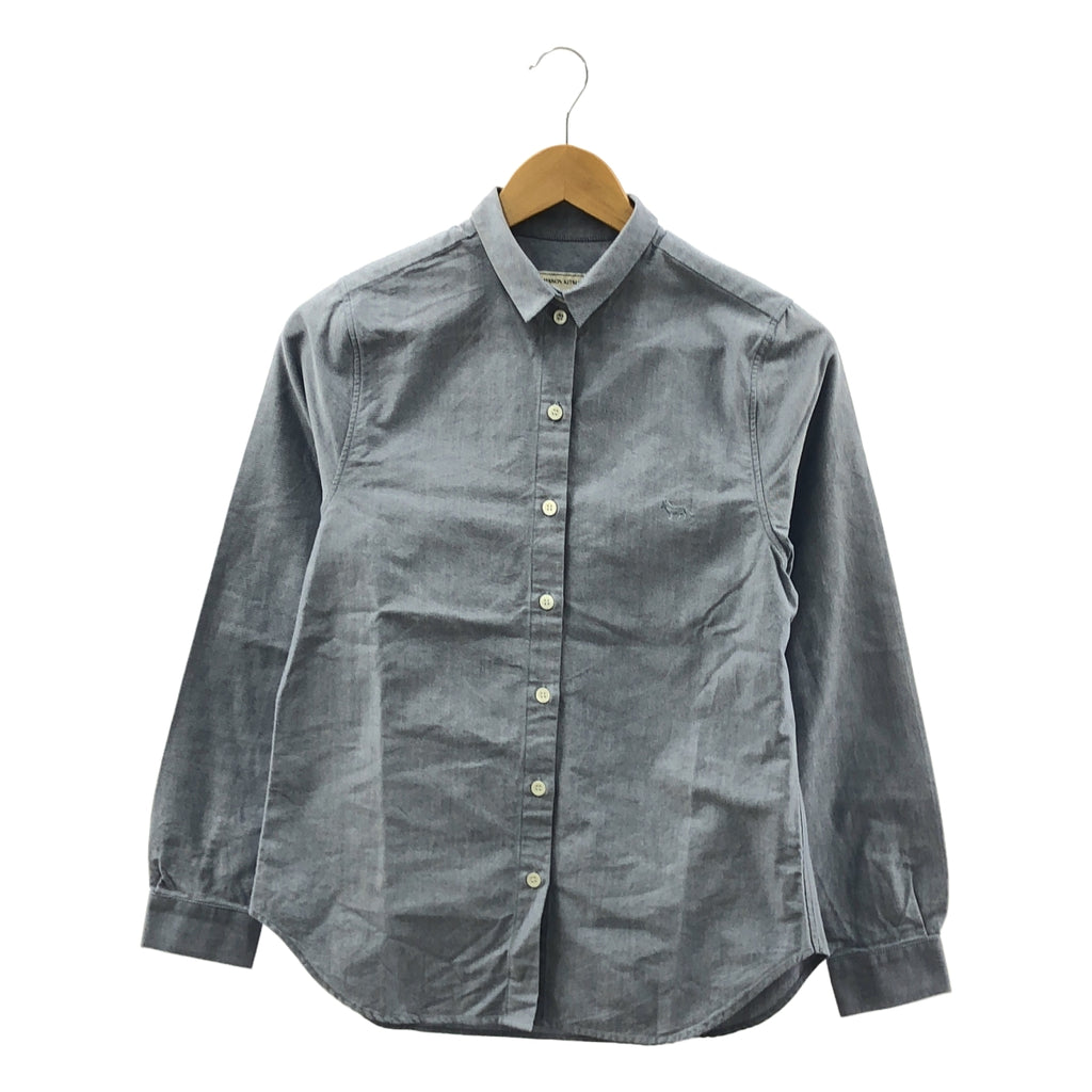 MAISON KITSUNE / メゾンキツネ | コットン エンブロイダリー ロゴボタン シャツ ブラウス | 36 | レディース