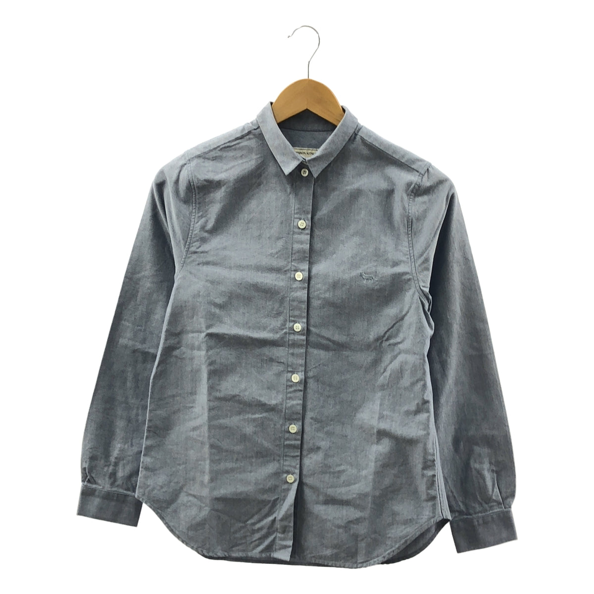 MAISON KITSUNE / メゾンキツネ | コットン エンブロイダリー ロゴボタン シャツ ブラウス | 36 | レディース