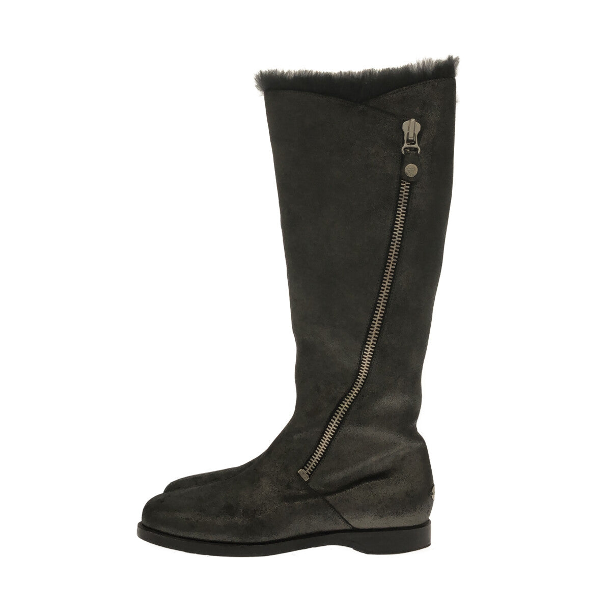 JIMMY CHOO | Shearling leather long boots | 35 | Dark grey | Women's