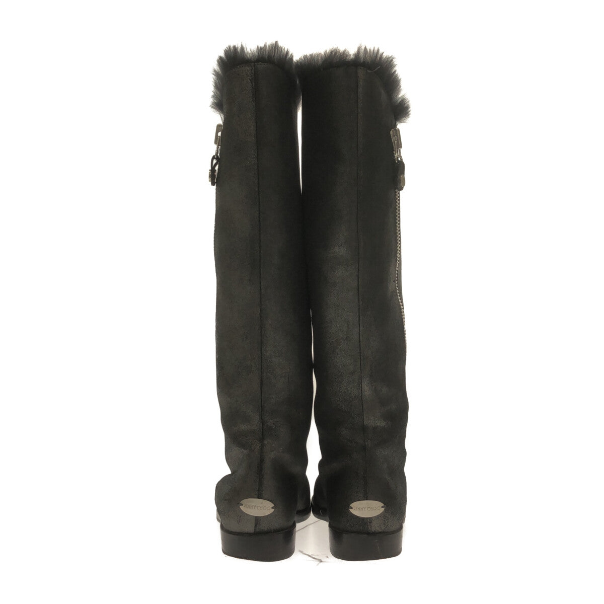 JIMMY CHOO | Shearling leather long boots | 35 | Dark grey | Women's