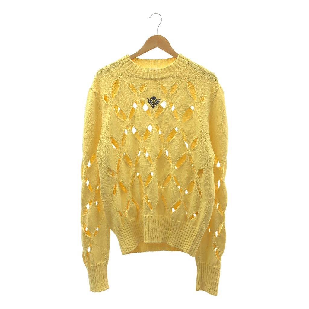 Stefan Cooke | 菱形鏤空針織套頭衫，飾以花卉刺繡和鏤空針織圖案 | XL | 男士