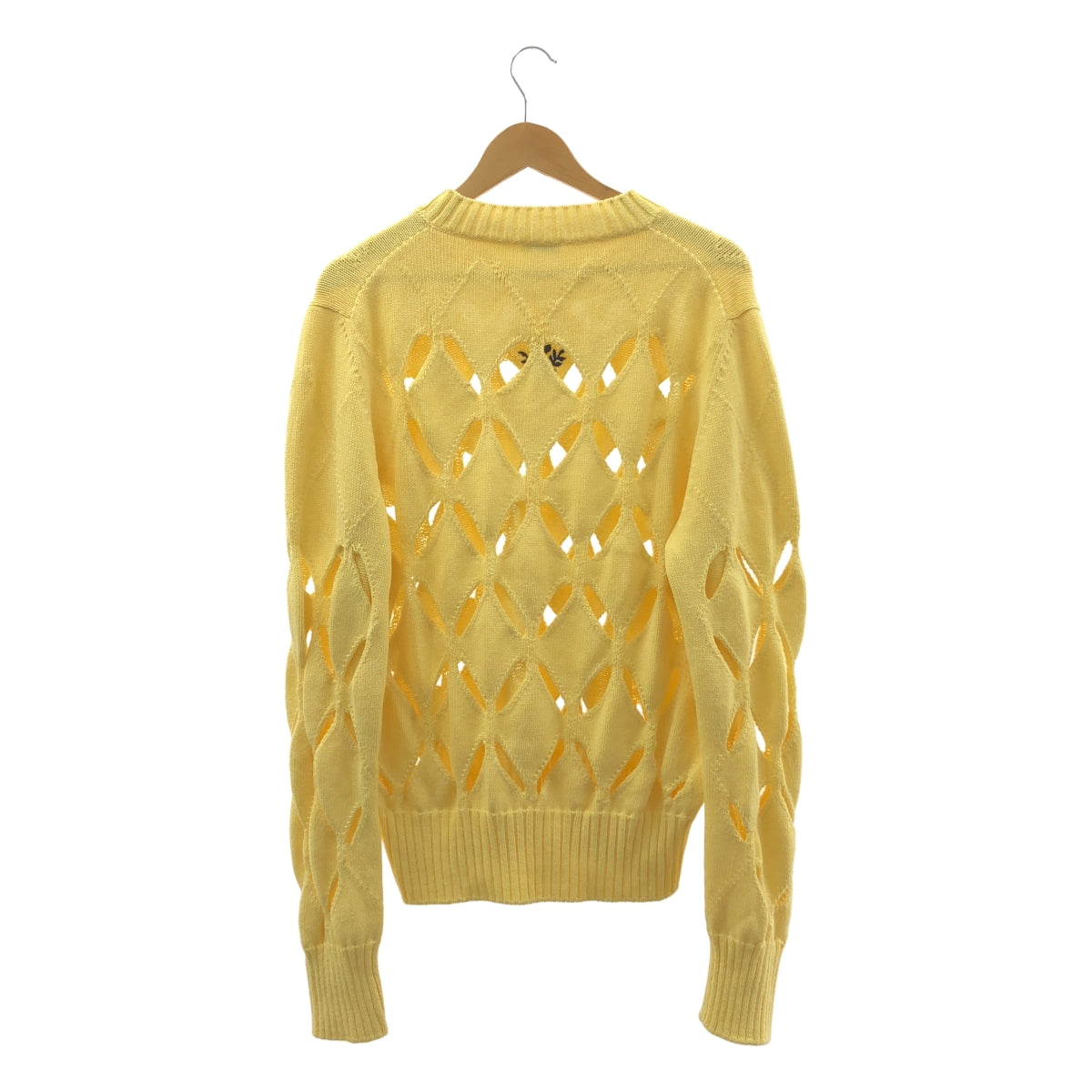 Stefan Cooke | 菱形鏤空針織套頭衫，飾以花卉刺繡和鏤空針織圖案 | XL | 男士