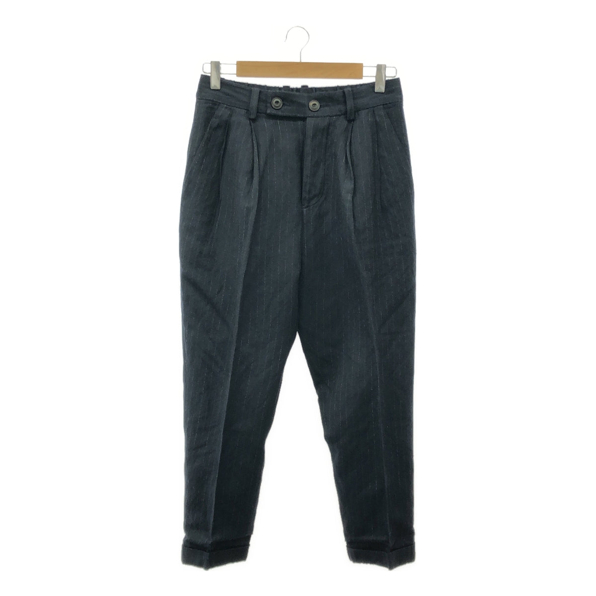 好奇心學校 |羊毛棉條紋褲 | S |海軍 |女性的